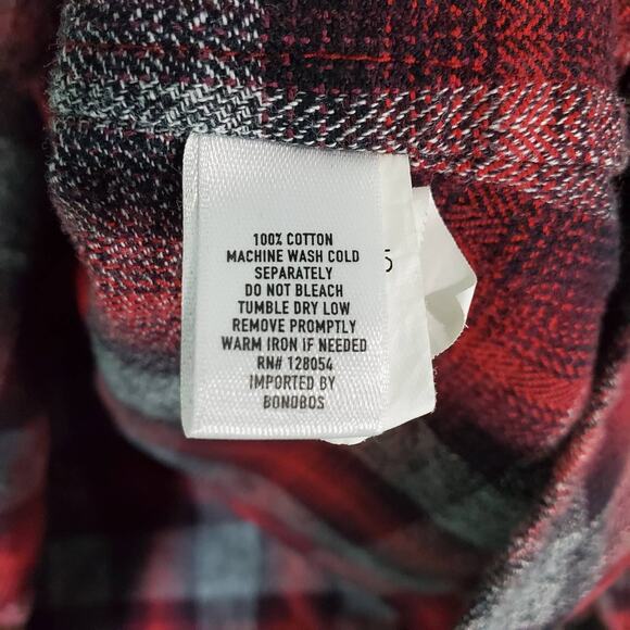 Bonobos Men's Slim Fit Red Plaid Flannel Button Up Long Sleeve Shirt Size Medium - Picture 5 of 6